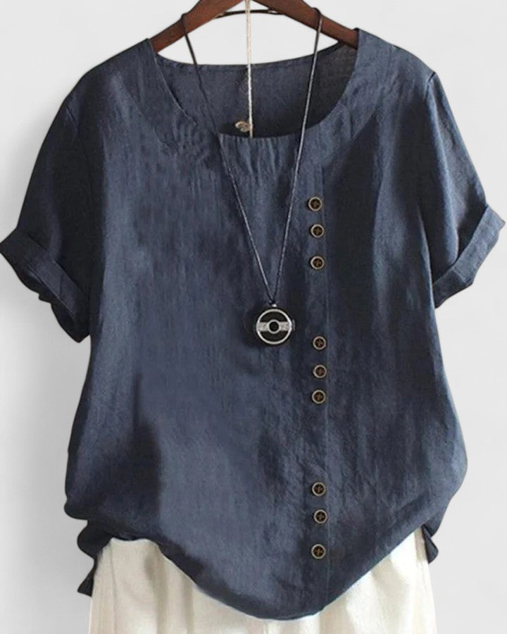 Chic Off-Center Button Top