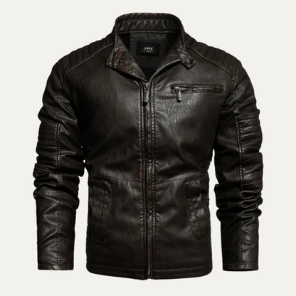 Willowstone Men's Leather Biker Jacket Classic