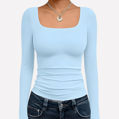 Women's Long Sleeve Crop Square Neck