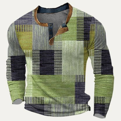 Men's Polo Shirt Textured Patchwork Bluefield