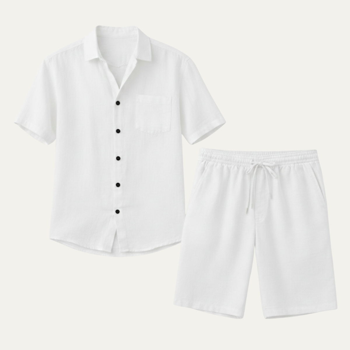 Men's Linen Shirt And Shorts Lightweight Summer Set