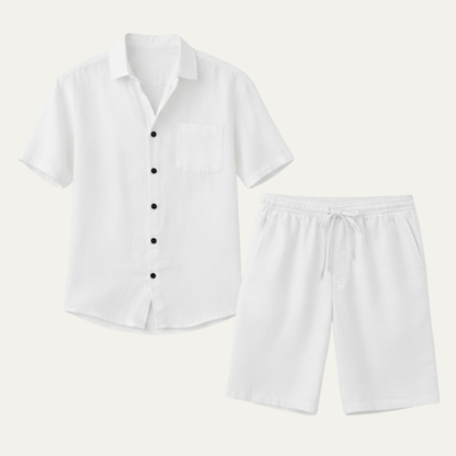 Men's Linen Shirt And Shorts Lightweight Summer Set