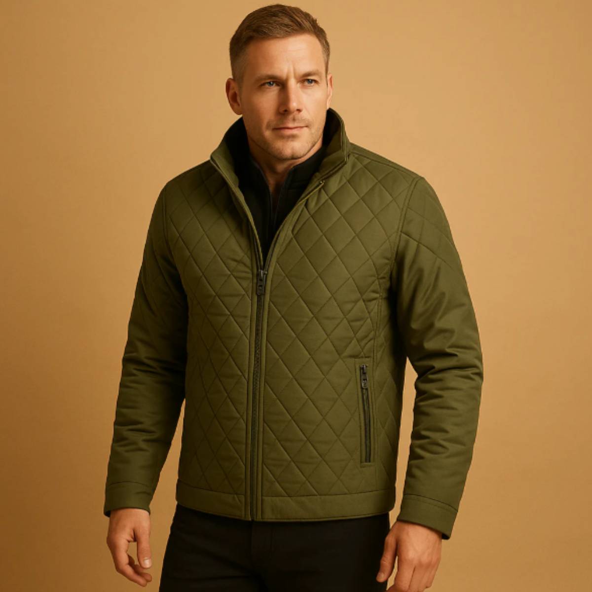 Men's Lightweight Quilted Coat Zip Pockets