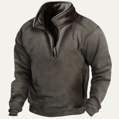 Men's Tactical Wool Sweater Half Zip Fleece Pullover - VibreMode