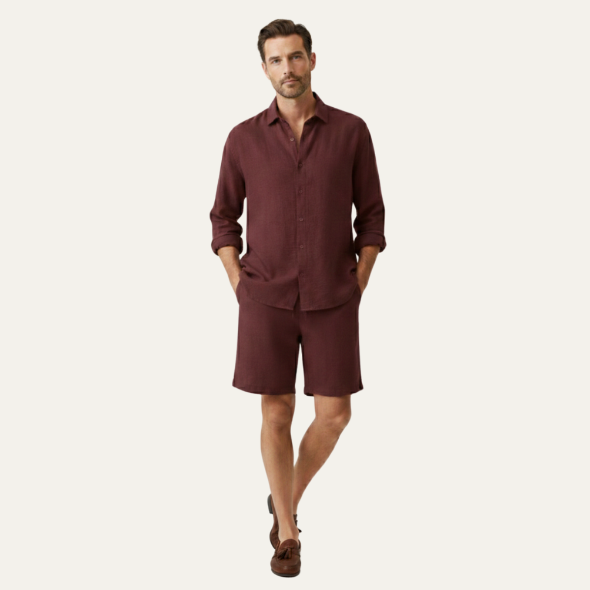 Men's Linen Button Up Shirt Relaxed Fit