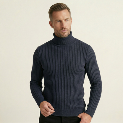 Men's Slim Fit Turtleneck Sweater Ribbed Knit
