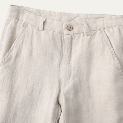 Alderfall Men's Linen Pants Loose Fit Casual Beige