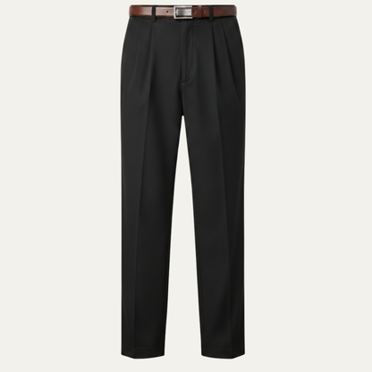 Men's Double Pleated High Waist Straight Leg Pants