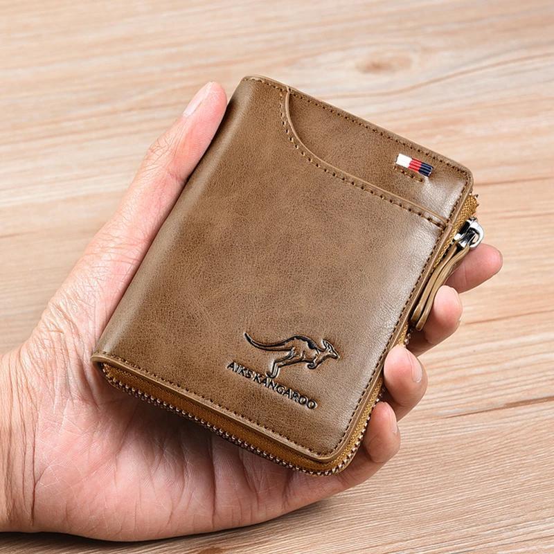 Compact Leather Wallet Rfid Blocking Brown