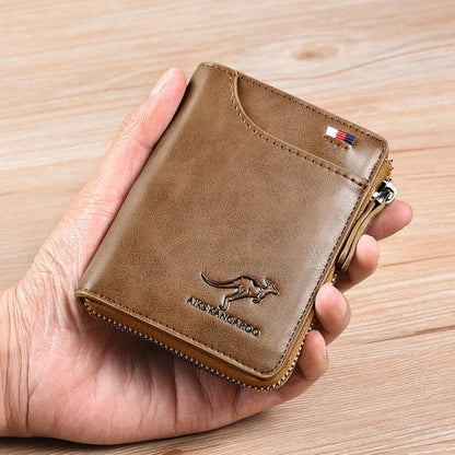 Compact Leather Wallet Rfid Blocking Brown