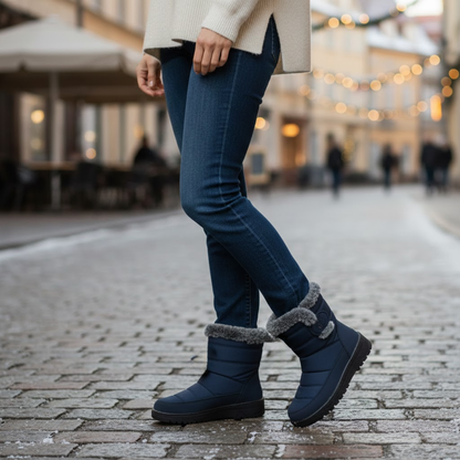 Warm Waterproof Women's Insulated Ankle Snow Boots Low Heel