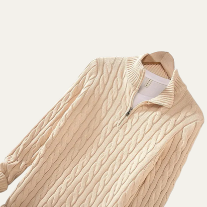 Men's Cotton Cable Knit Half Zip Sweater