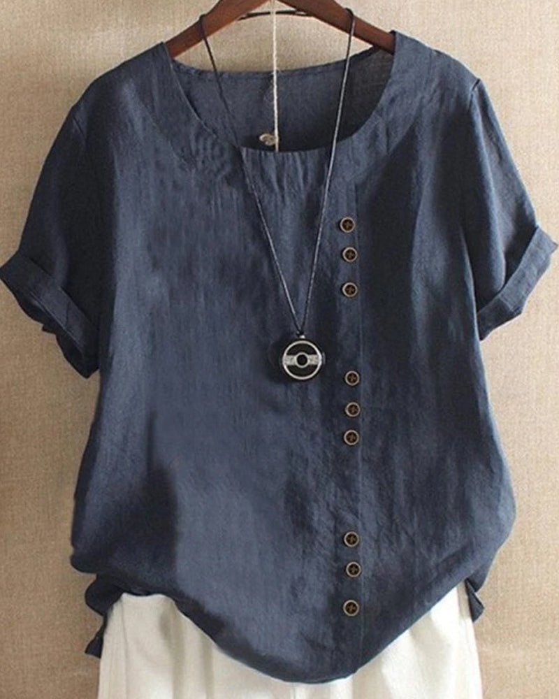 Women's Linen Short Sleeve Crew Neck Casual