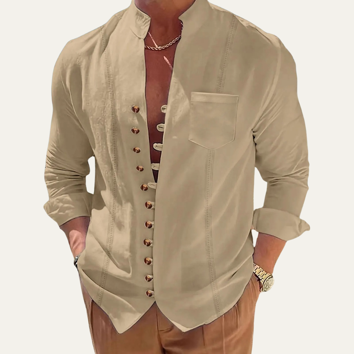 Men's Retro Casual Shirt Multi Button Summer