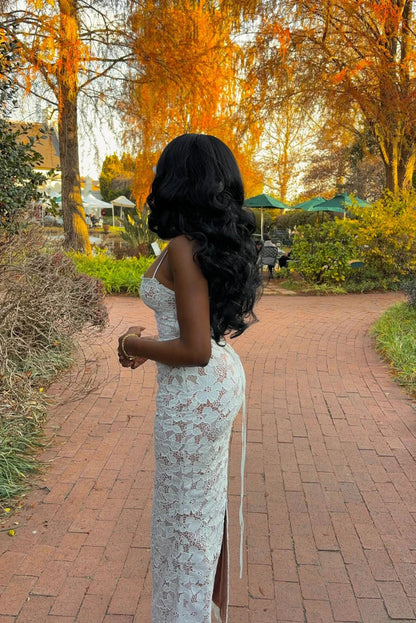 Women's Lace Maxi Dress Elegant Black