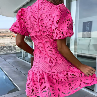 Women's Ruffle Mini Party Dress Cut-Out Detail