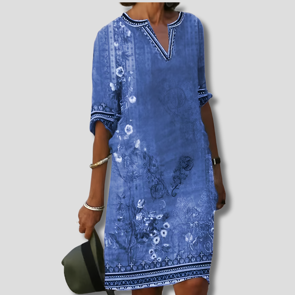 Women's Boho Floral Ruffle Dress