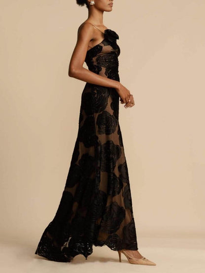 Elegant Ladies Floral Floor Length Party Dress