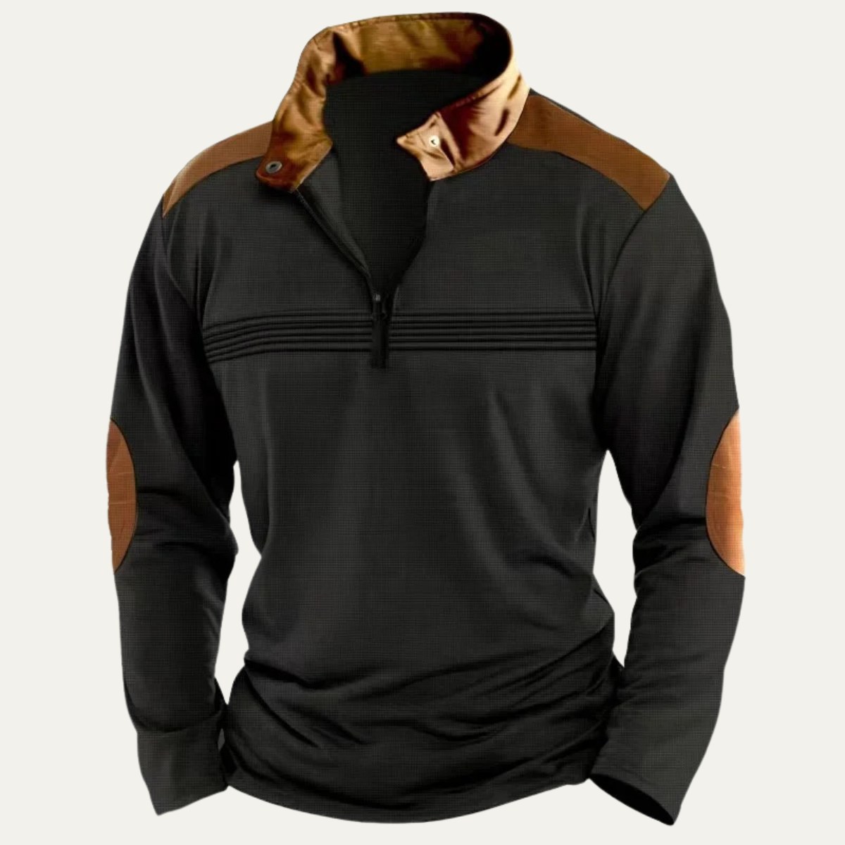 Men's Retro Half Zip Sweater Contrast Collar