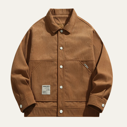 Men's Corduroy Jacket Casual Button Up Lapel Brown