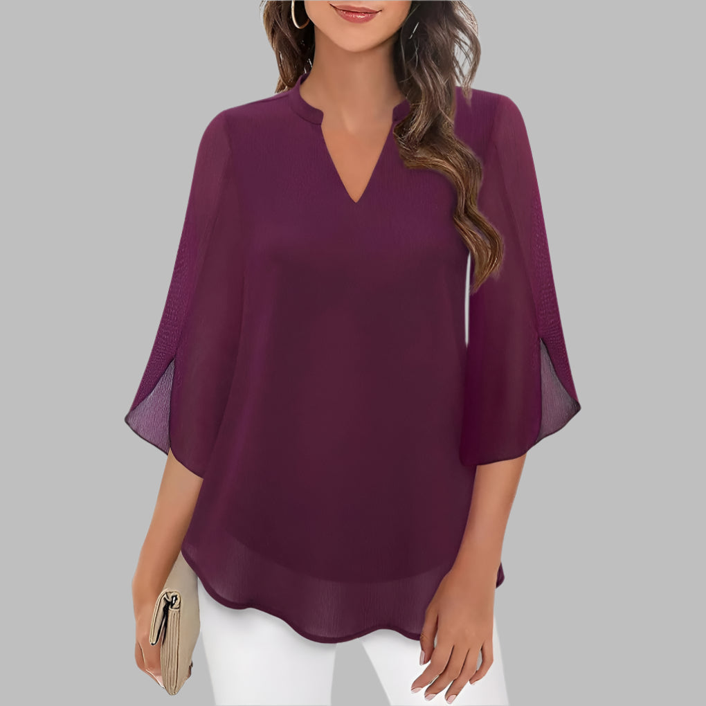Women's V Neck Summer Petal Sleeves