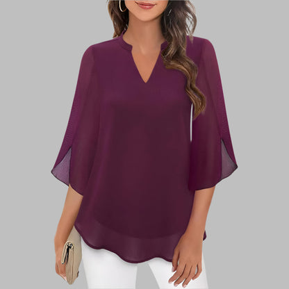 Women's V Neck Summer Petal Sleeves