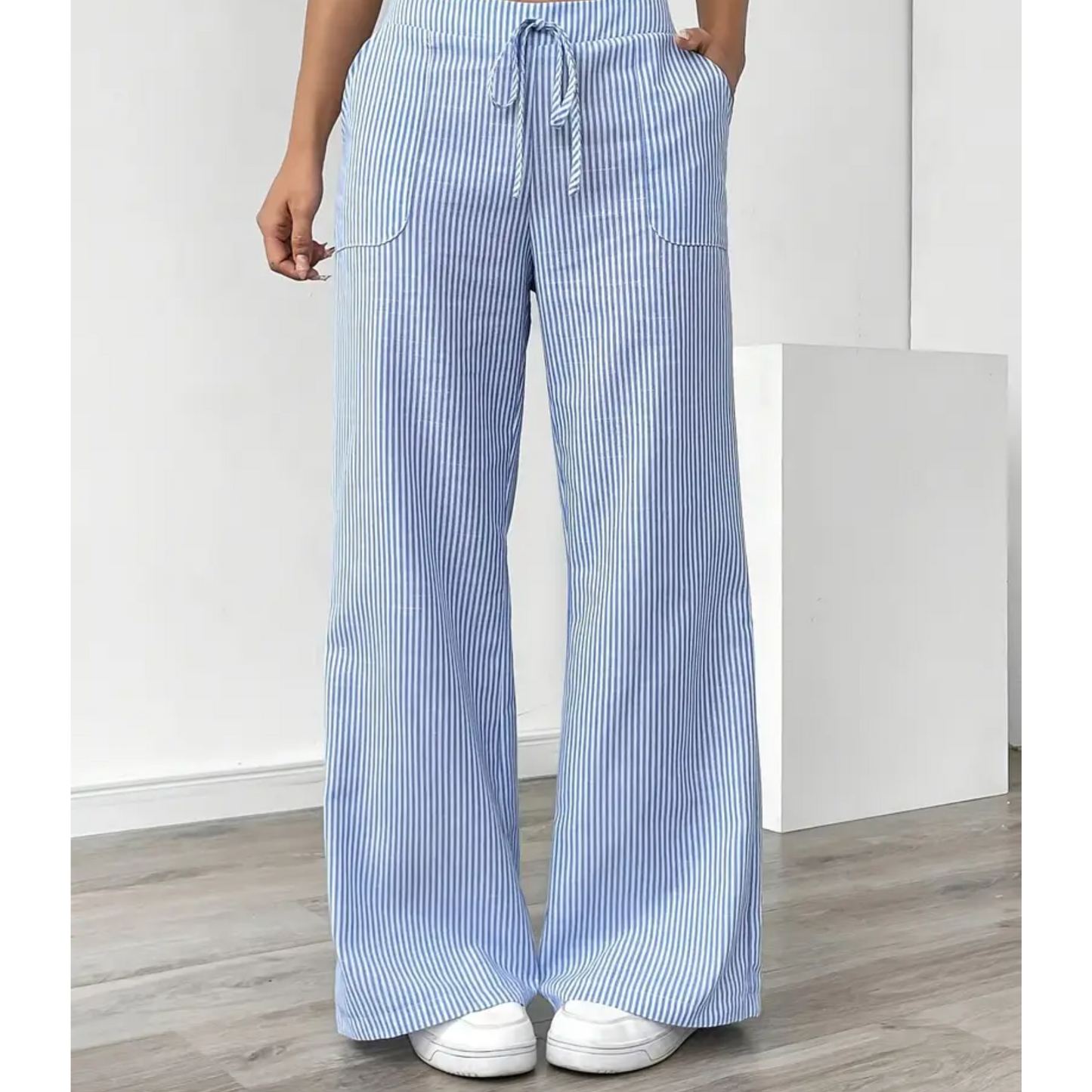 Comfortable Stripe Pants With Side Pockets
