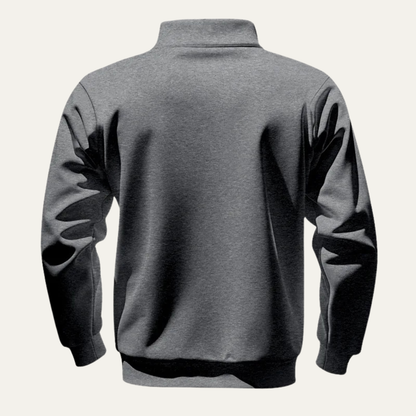 Men's Half Zip Sweater Warm Stand Collar Silver