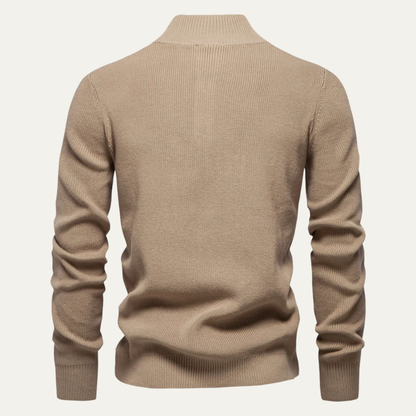 Vulcano Men's Turtleneck Sweater Mock Neck Button Up