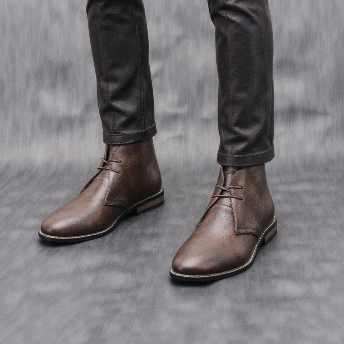 Men's Vintage Ankle Boots Brown Leather