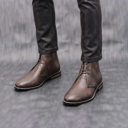 Men's Vintage Ankle Boots Brown Leather