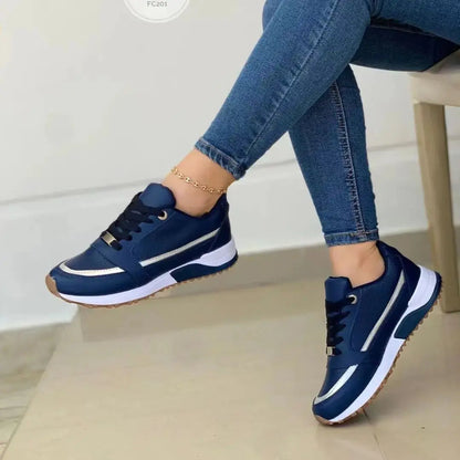 Women's Leather Sneakers Mesh Patchwork