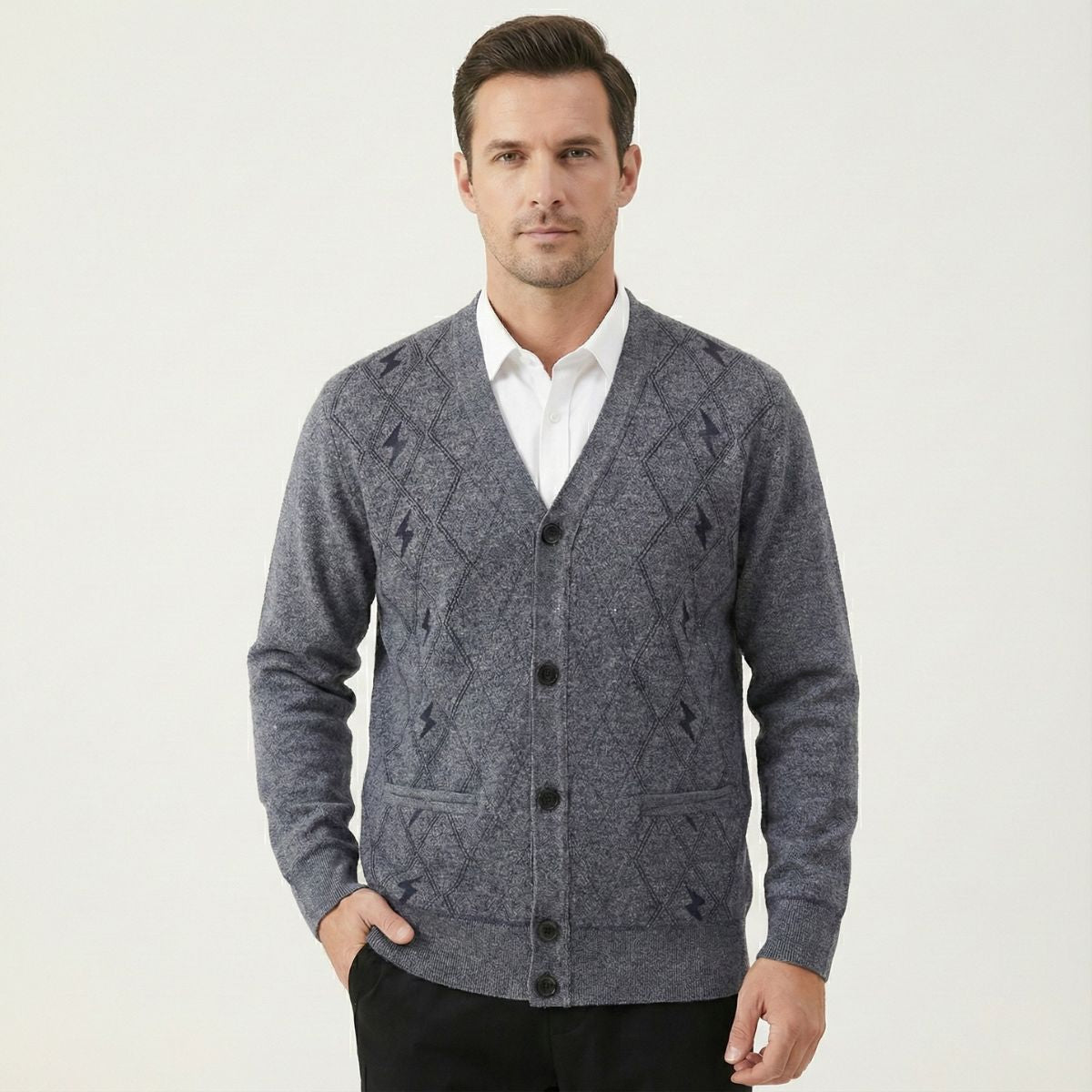Men's V Neck Cardigan Sweater With Pockets