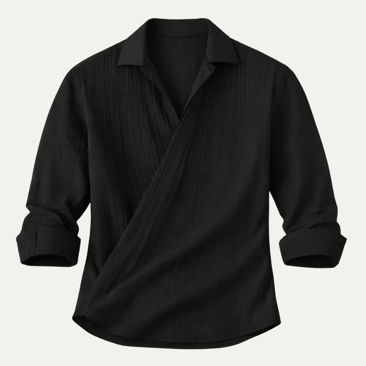 Men's Slim Fit Dress Shirt Black Cotton - VibreMode