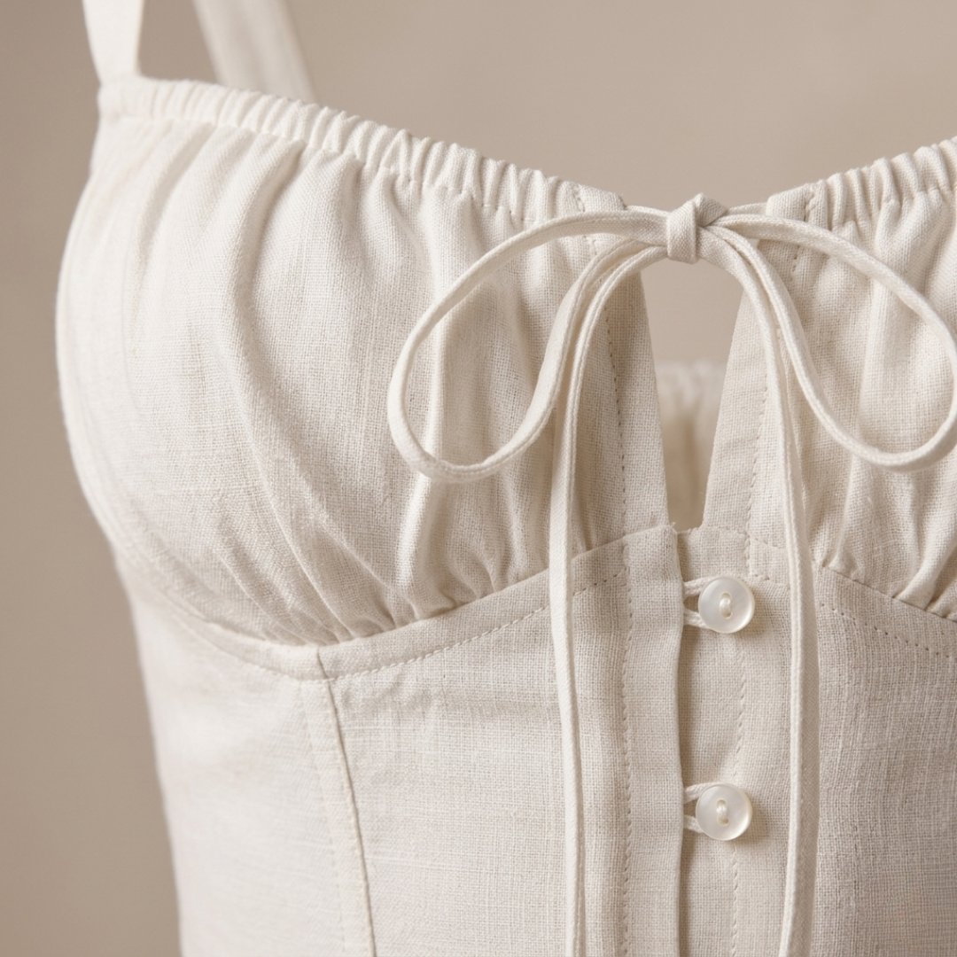 Midi Dress Spaghetti Strap Corset Bodice Women