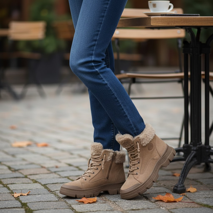 Warm Waterproof Leather Ankle Boots for Women