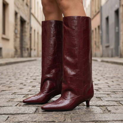 Knee High Boots Kitten Heel Pointed Toe Women
