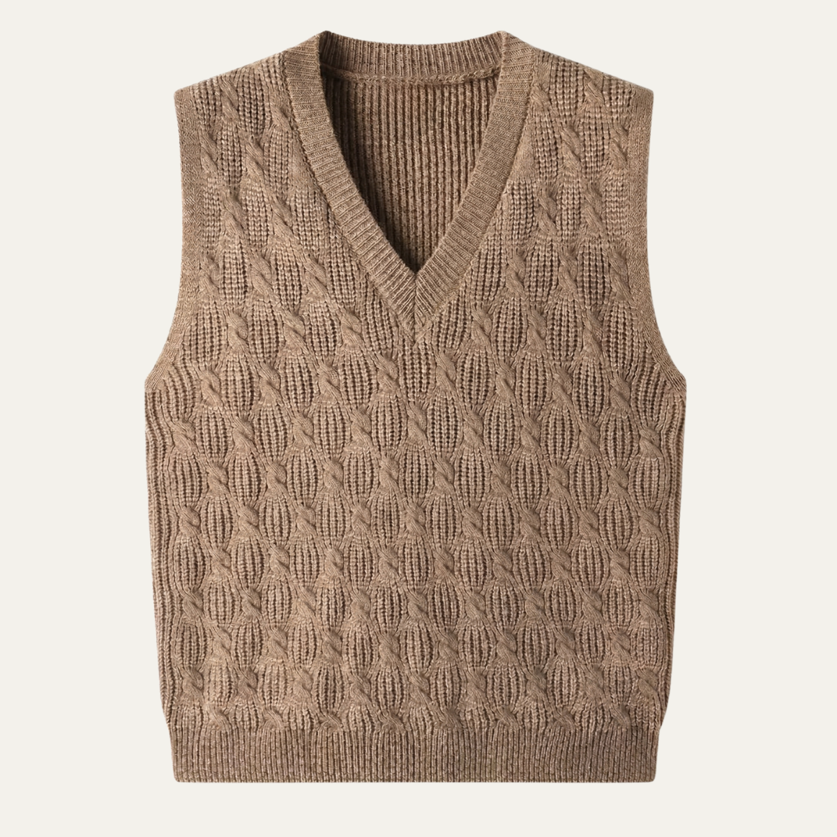 Men's Textured Knitted V Neck Vest