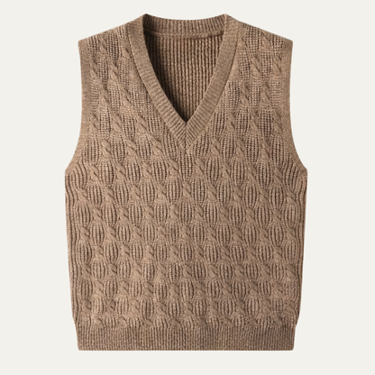 Men's Textured Knitted V Neck Vest