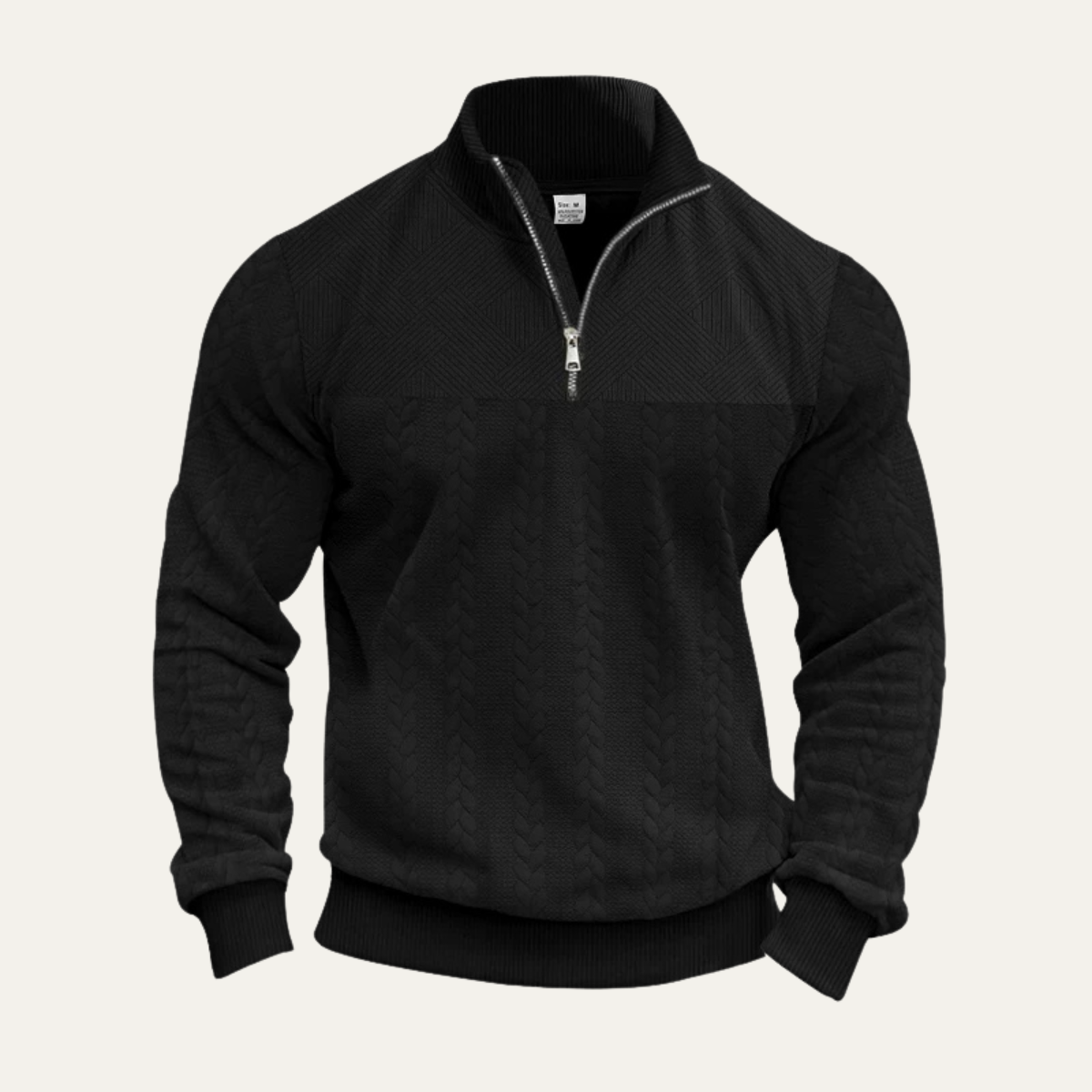 Men's Knit Half Zip Sweater Jacquard Pattern Winter