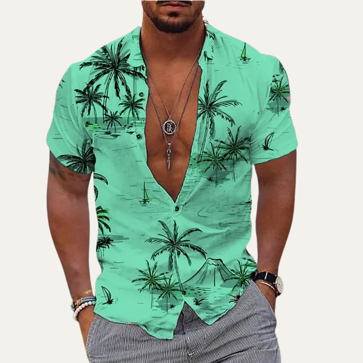 Men's Hawaiian Beach Shirt Coconut Print