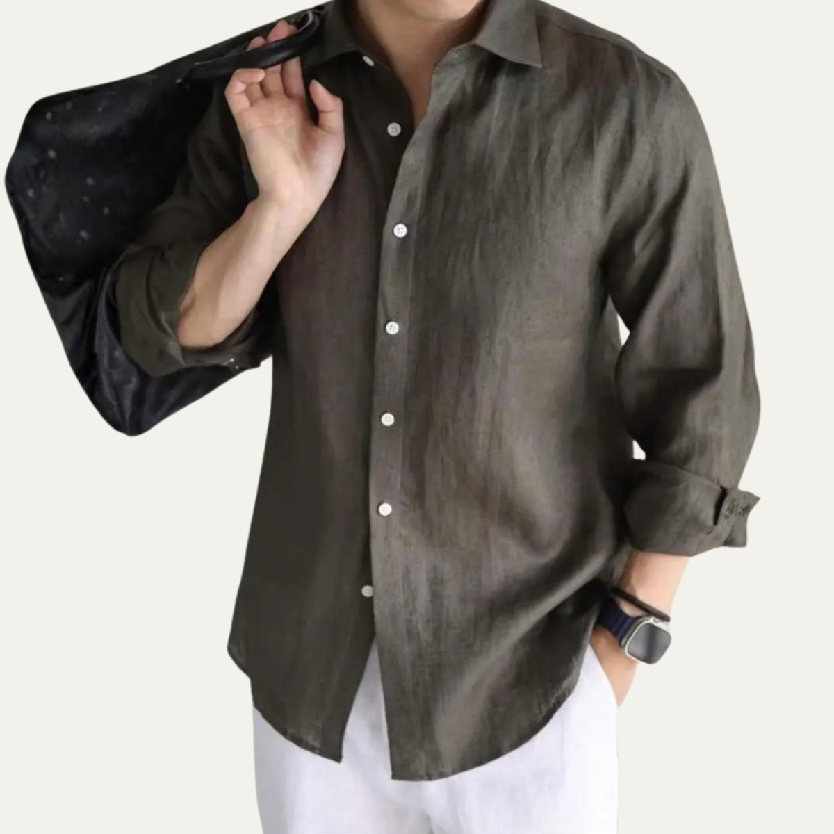 Men's Casual Business Shirt Cotton White