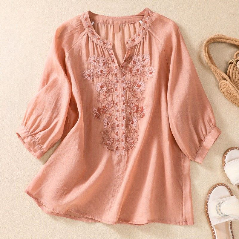 Soft Breathable Linen Cotton Top - VibreMode