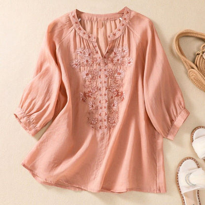 Soft Breathable Linen Cotton Top - VibreMode