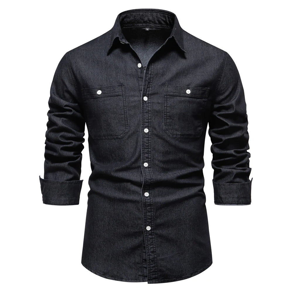 Mercer Men's Slim Fit Denim Shirt - VibreMode