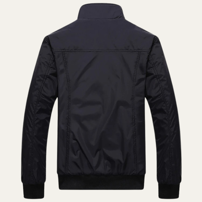 Men's Lightweight Bomber Jacket Stand Collar Black