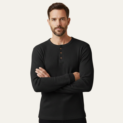 Men's Slim Fit Thermal Cotton Henley Shirt
