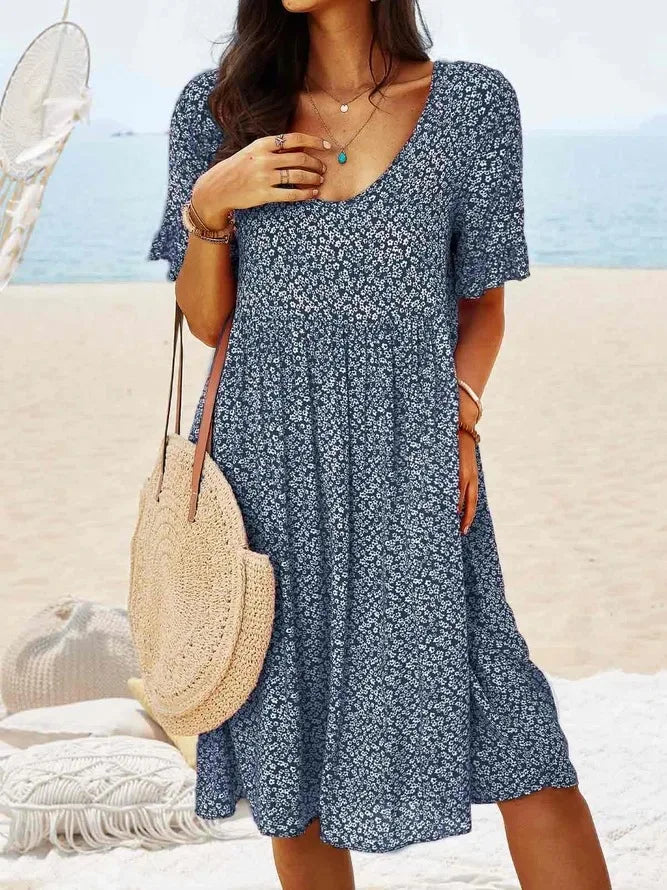 Women's Floral V-Neck Summer Sundress - VibreMode