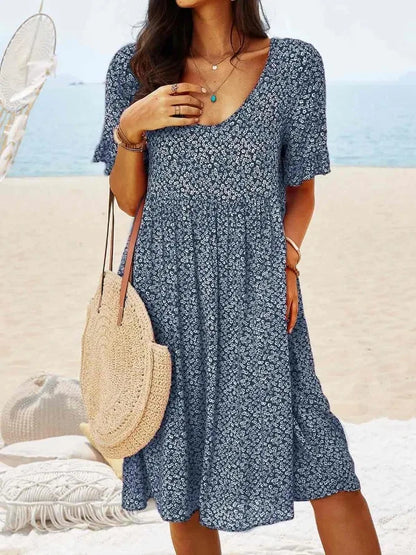 Women's Floral V-Neck Summer Sundress - VibreMode