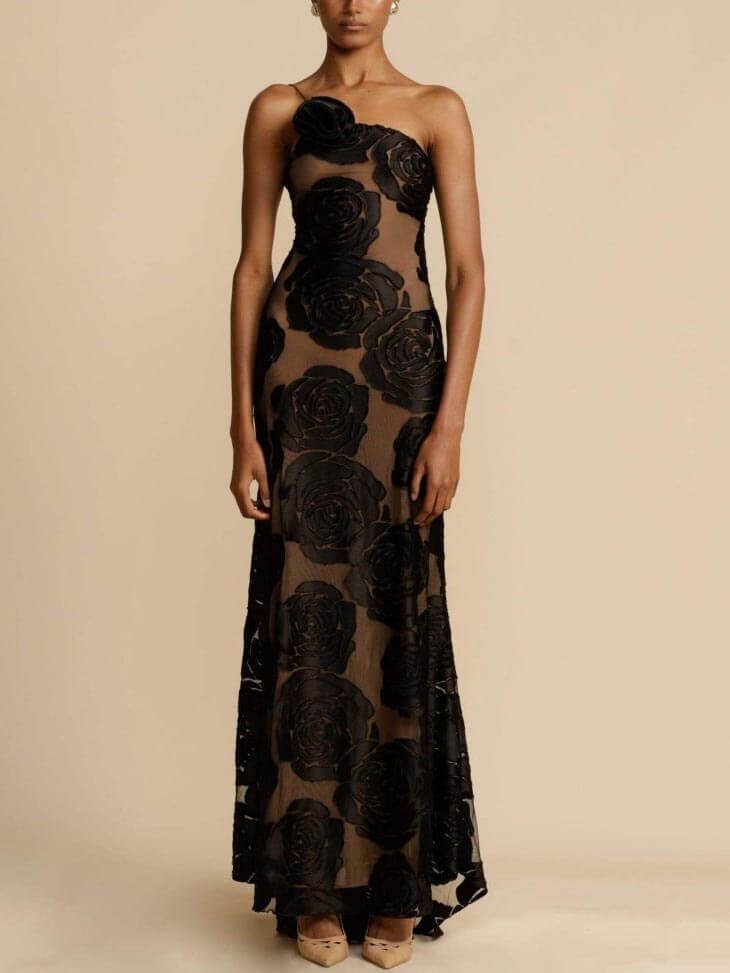 Elegant Ladies Floral Floor Length Party Dress